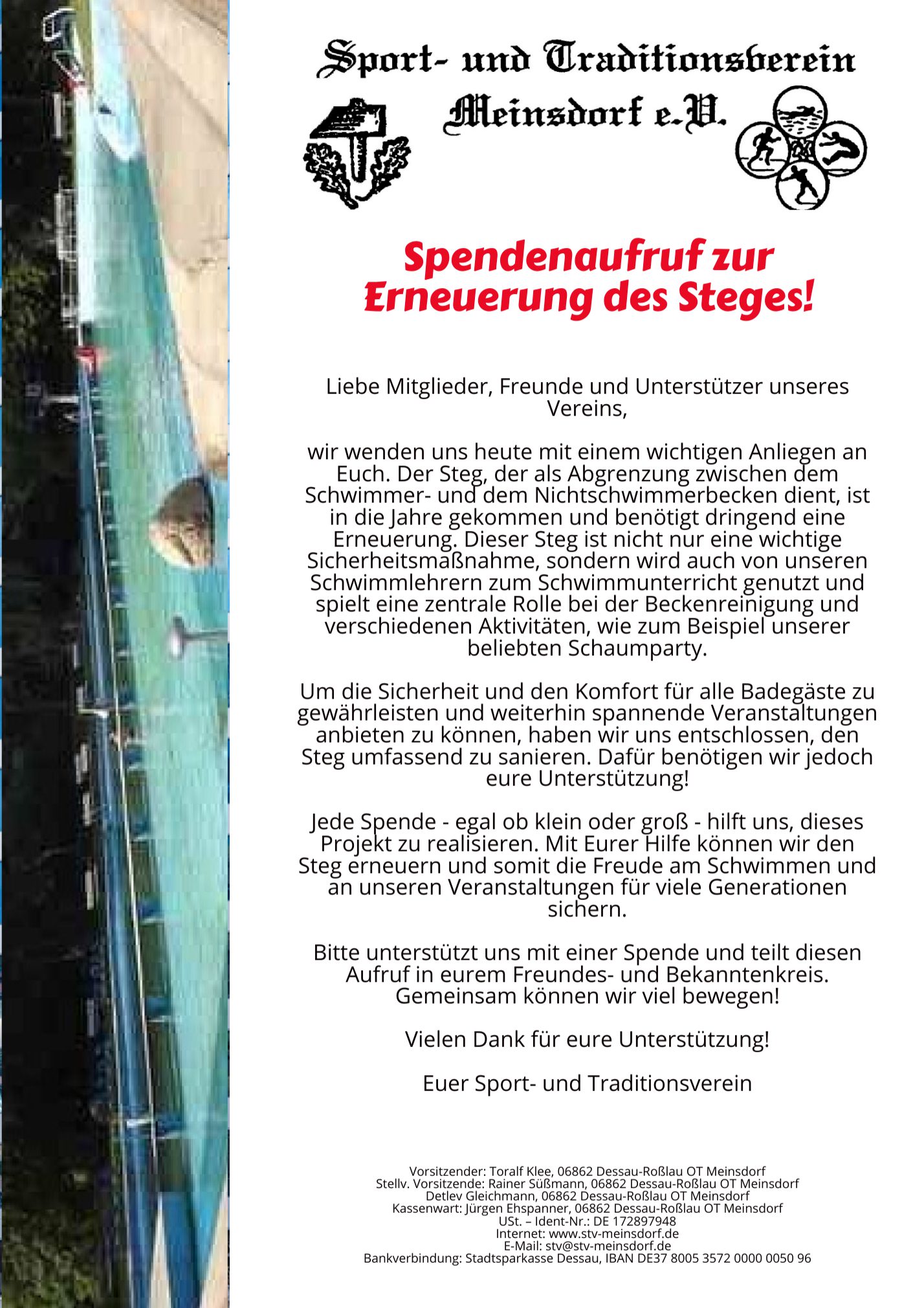 Spendenaufruf Steg